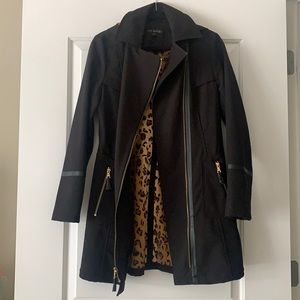 Via Spiga - Black Trench Coat with Cheetah Lining